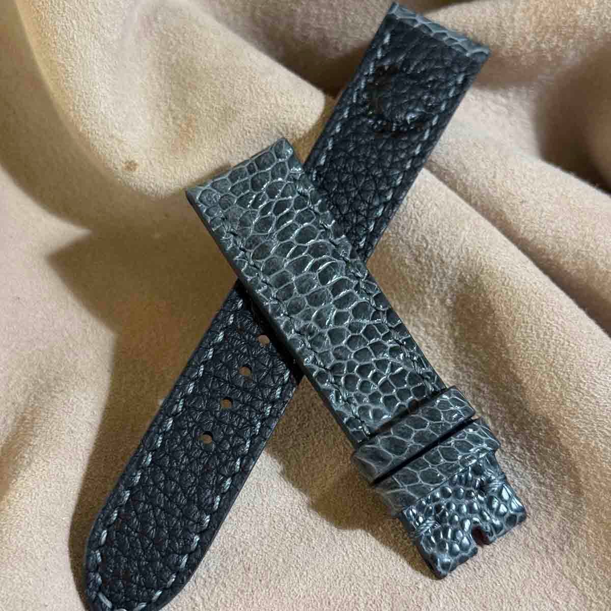 ost-449 オーストリッチレザー 腕時計ベルト グレー (ラグ幅20mm