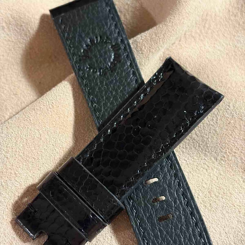 sna-170 シースネイク（ウミヘビ）腕時計ベルト ブラック (ラグ幅24mm