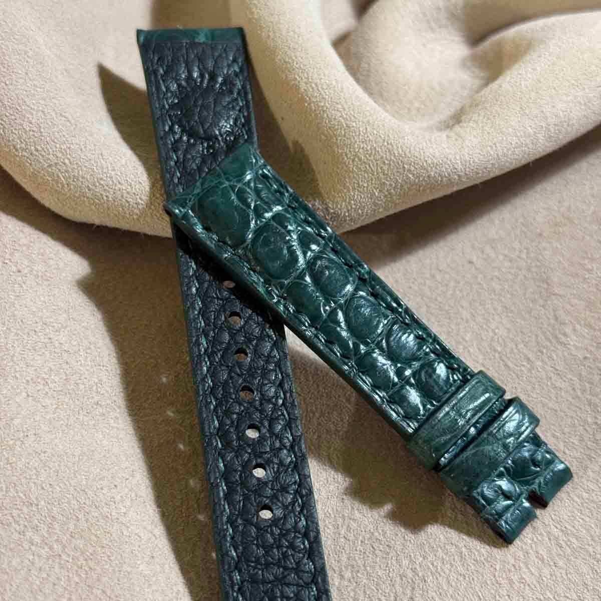 cro-1897 クロコダイル 腕時計 ベルト グリーン (ラグ幅19 mm