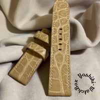 exh-06 ヌメ革クロコダイル x ホーウィンレザー 腕時計ベルト ナチュラル (ラグ幅24mm - バックル幅22mm)