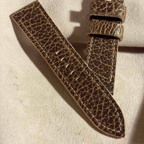 hor-260 HORWEEN バイソンレザー / ブラウン 腕時計ベルト (ラグ24mm - バックル幅22mm)