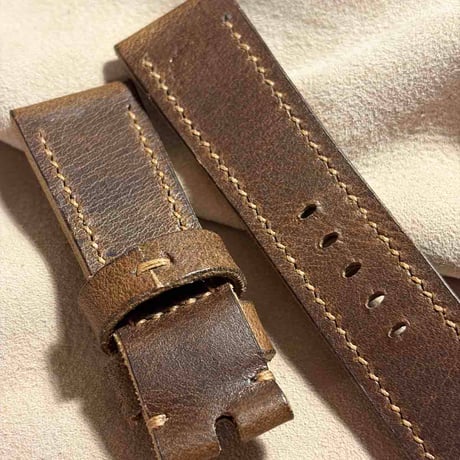 hor-252 HORWEEN ダービー / ブラウン 腕時計ベルト (ラグ24mm - バックル幅22mm)