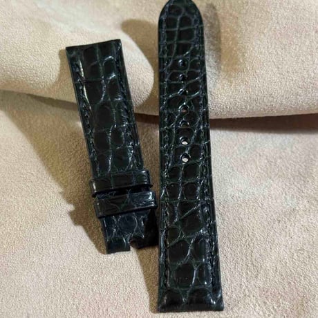 cro-1900  クロコダイル  腕時計 ベルト ブラック  (ラグ幅20 mm - バックル幅18 mm)