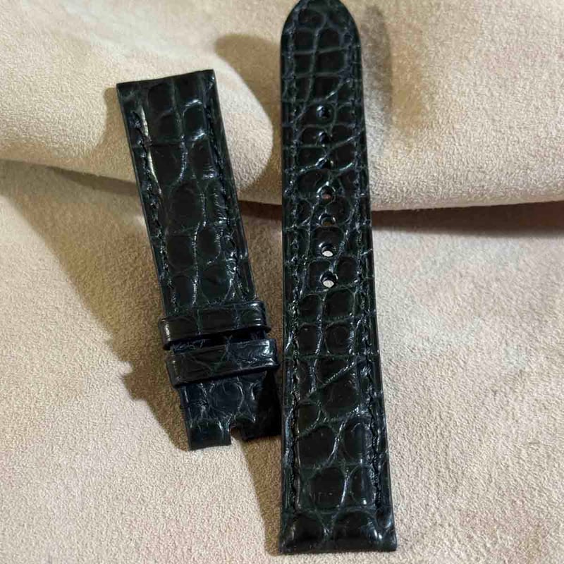 cro-1900 クロコダイル 腕時計 ベルト ブラック (ラグ幅20 mm