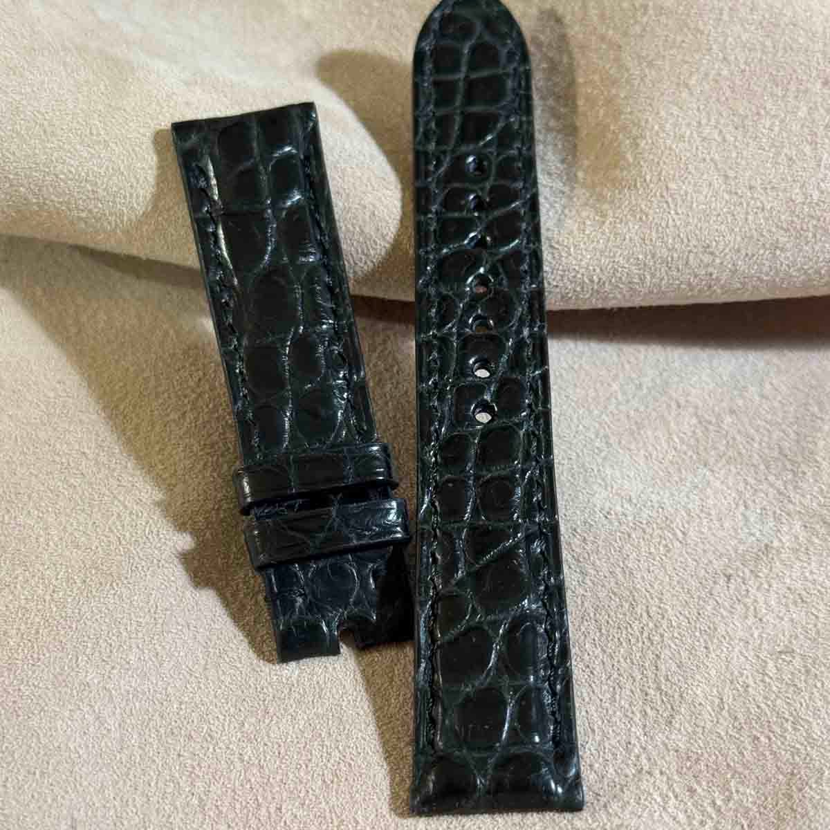 cro-1900 クロコダイル 腕時計 ベルト ブラック (ラグ幅20 mm
