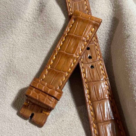 cro-1812  クロコダイル  レザー 腕時計 ベルト ライトブラウン  (ラグ幅19 mm - バックル幅16 mm)