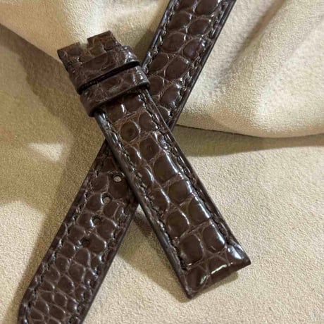 cro-1915  クロコダイル   腕時計 ベルト ブラウン  (ラグ幅18 mm - バックル幅16 mm)