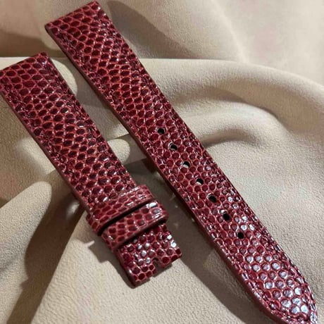 liz-290  リザード レザー 腕時計 ベルト レッド (ラグ幅19 mm - バックル幅16 mm)