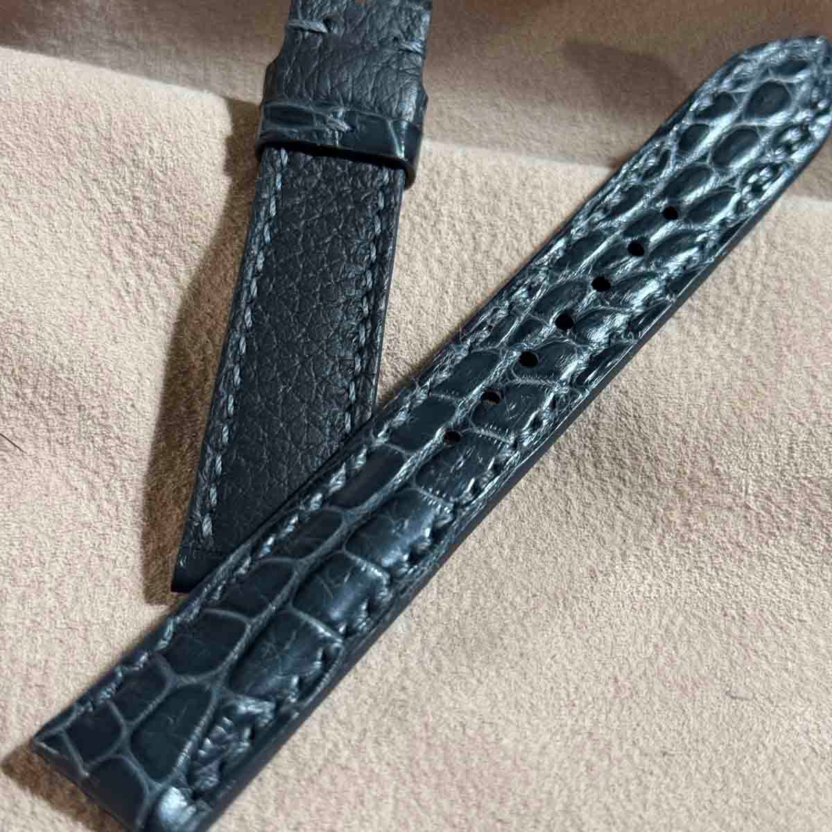 cro-1785 クロコダイル レザー 腕時計 ベルト ダークグレー (ラグ幅18