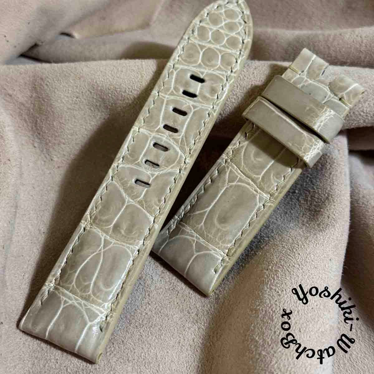 cro-1926 クロコダイル 腕時計 ベルト グロス仕上げ ベージュ