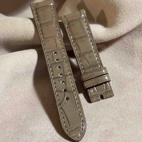 cro-1857  クロコダイル グロス仕上げ レザー 腕時計 ベルト コーヒーブラウン  (ラグ幅20 mm - バックル幅18 mm)