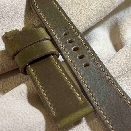 hor-231 HORWEEN クロムエクセルレザー オリーブ 腕時計ベルト (ラグ22mm - バックル幅20mm)