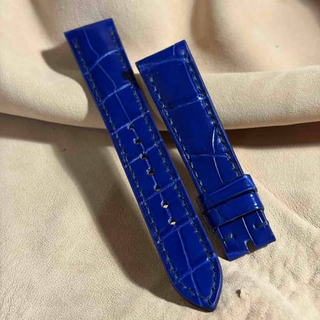cro-1991  クロコダイル  腕時計 ベルト コバルトブルー  (ラグ幅19 mm - バックル幅 16 mm)