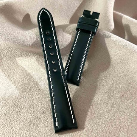 cod-198 在庫処分品 コードバン レザー 腕時計ベルト グリーン (ラグ幅18 mm - バックル幅16 mm)