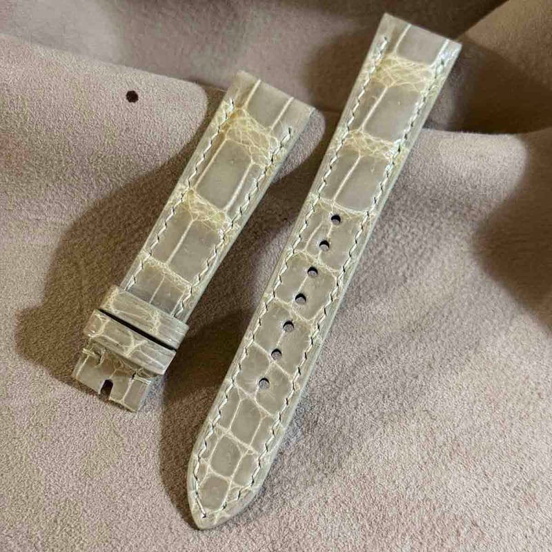 cro-1935 クロコダイル 腕時計 ベルト グロス仕上げ ベージュ (ラグ幅19