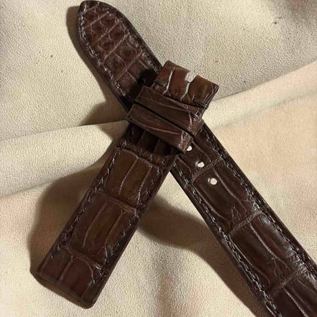 cro-2007  クロコダイル  腕時計ベルト ブラウン (ラグ幅20 mm - バックル幅18 mm)