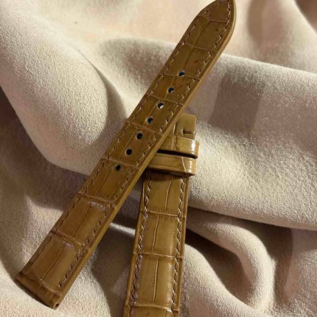 cro-2126  クロコダイル  腕時計ベルト コーヒーブラウン (ラグ幅19 mm - バックル幅16 mm)