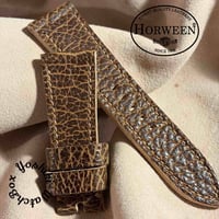 hor-258 HORWEEN バイソンレザー / ブラウン 腕時計ベルト (ラグ26mm - バックル幅22mm)