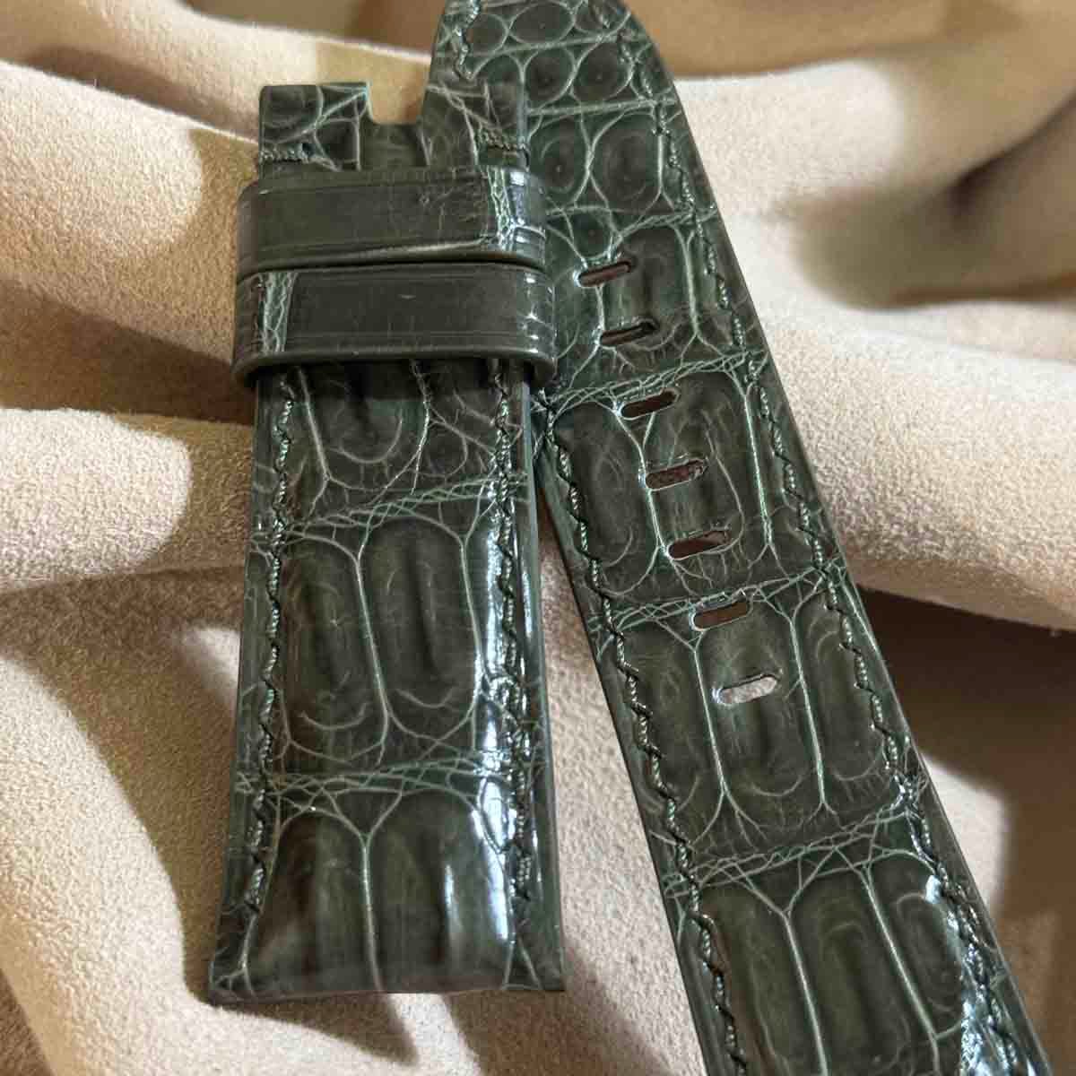 cro-1932 クロコダイル 腕時計ベルトグロス仕上げオリーブ ラグ幅20mm cro-1940 クロコダイル 腕時計 ベルト グロス仕上げ オリーブ (ラグ幅26