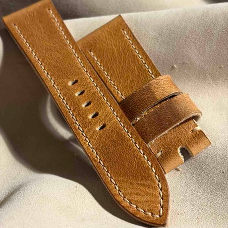 hor-249 HORWEEN ダービー / ナチュラル 腕時計ベルト (ラグ24mm - バックル幅22mm)