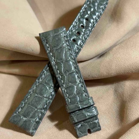 cro-1873  クロコダイル  腕時計 ベルト ライトグレー  (ラグ幅19 mm - バックル幅16 mm)