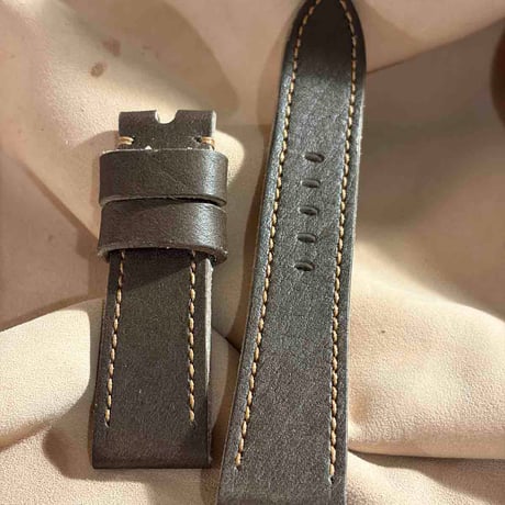 hor-239 HORWEEN バイソングレー 腕時計ベルト (ラグ22mm - バックル幅20mm)