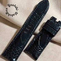 ost-387 オーストリッチレザー 腕時計ベルト ブラック (ラグ幅24mm - バックル幅22mm)
