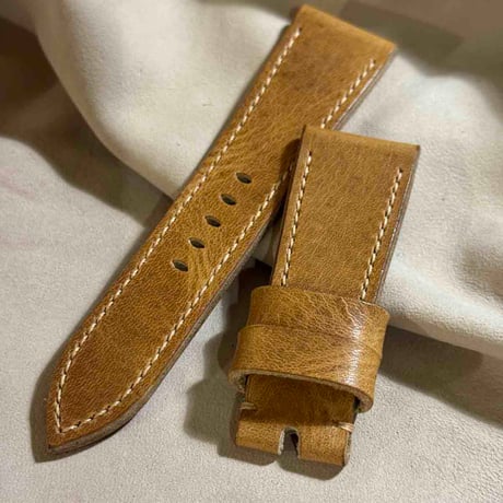 hor-218 HORWEEN ダービー ナチュラル 腕時計ベルト (ラグ26mm - バックル幅22mm)