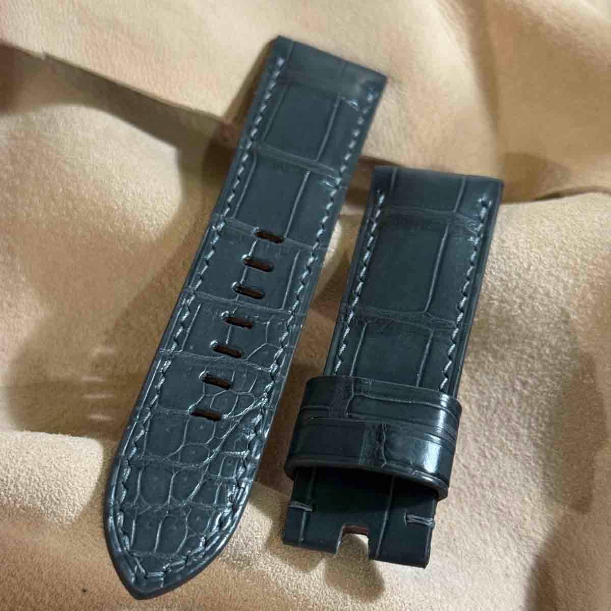 cro-1890 クロコダイル 腕時計ベルト ダークグレー ラグ幅19mm cro-1949 クロコダイル 腕時計 ベルト ダークグレー (ラグ幅24