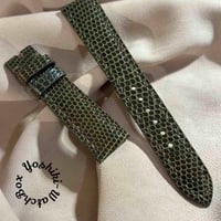 liz-289  リザード レザー 腕時計 ベルト オリーブグリーン (ラグ幅19 mm - バックル幅16 mm)
