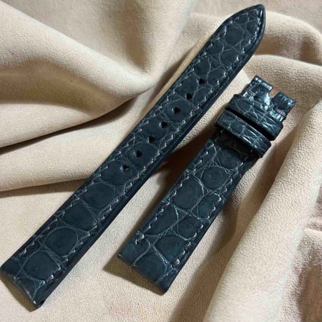 cro-1872  クロコダイル  腕時計 ベルト ダークグレー  (ラグ幅19 mm - バックル幅16 mm)