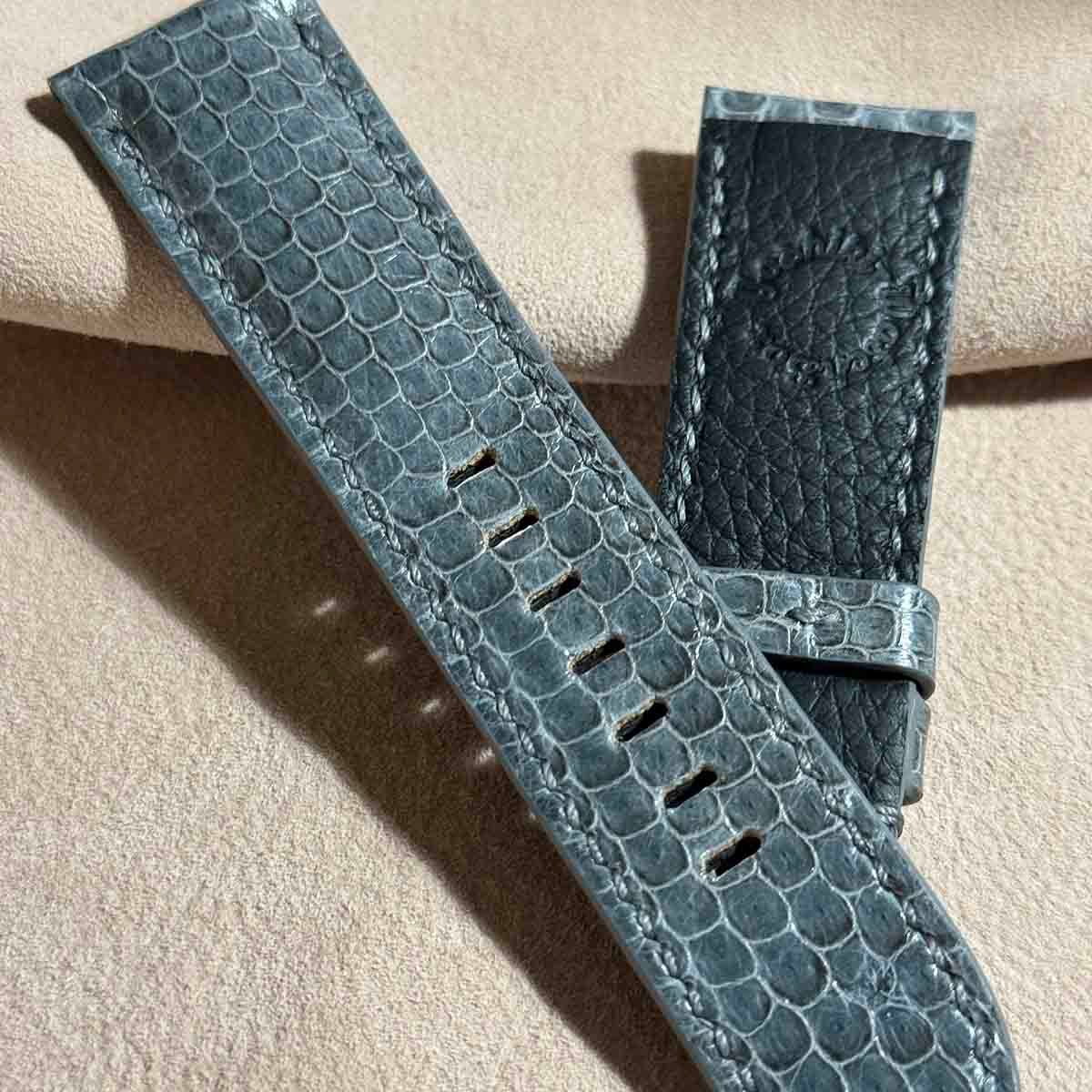 sna-133 シースネイク（ウミヘビ）腕時計ベルト グレー (ラグ幅24 mm