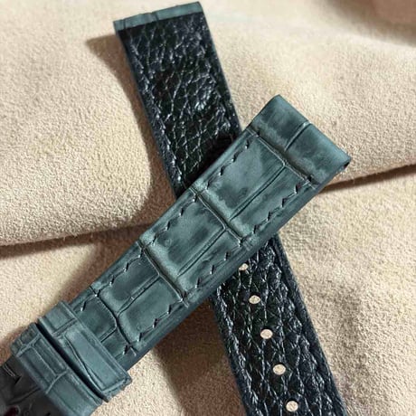 cro-2086  ヌバック クロコダイル  腕時計ベルト グレー　(ラグ幅18 mm - バックル幅16 mm)