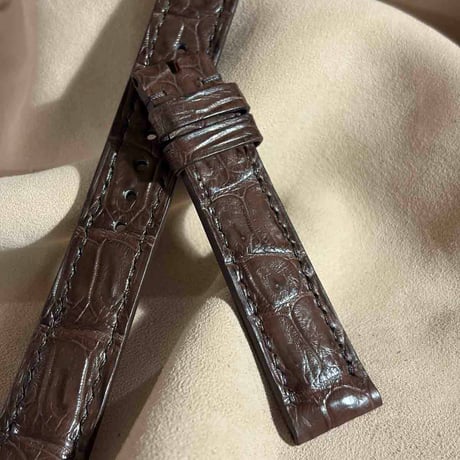 cro-2018  クロコダイル  腕時計ベルト ブラウン (ラグ幅18 mm - バックル幅16 mm)