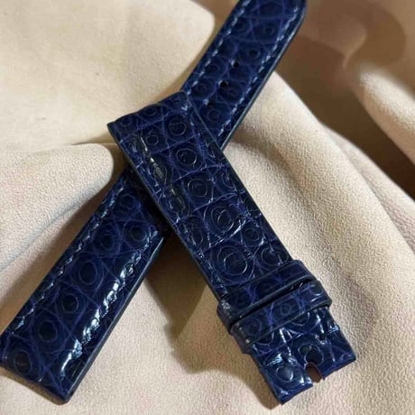 cro-1868  クロコダイル  腕時計 ベルト ネイビー  (ラグ幅20 mm - バックル幅18 mm)