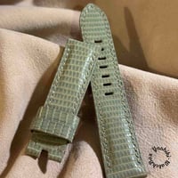 liz-341  リザード レザー 腕時計 ベルト モスグリーン (ラグ幅22 mm - バックル幅20 mm)