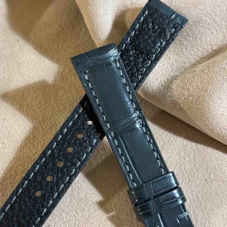 cro-1913  クロコダイル   腕時計 ベルト ダークグレー  (ラグ幅18 mm - バックル幅16 mm)