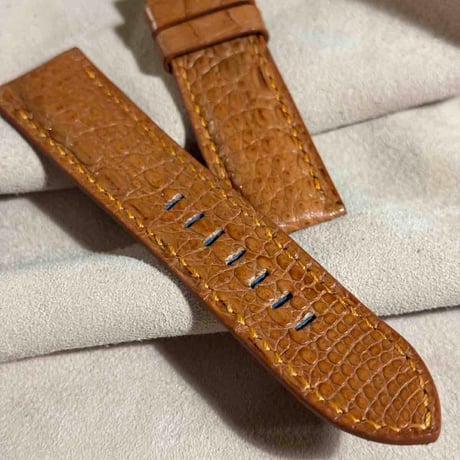 cro-1815  クロコダイル  レザー 腕時計 ベルト ライトブラウン  (ラグ幅24 mm - バックル幅22 mm)