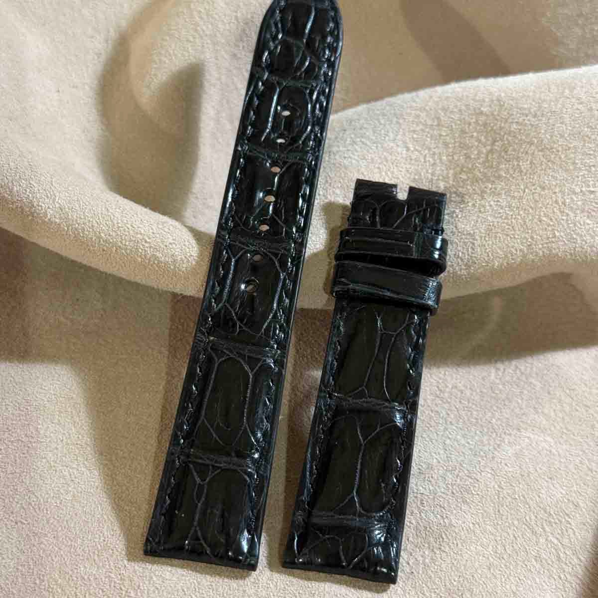 cro-1958 クロコダイル 腕時計 ベルト ブラック (ラグ幅20 mm - バ