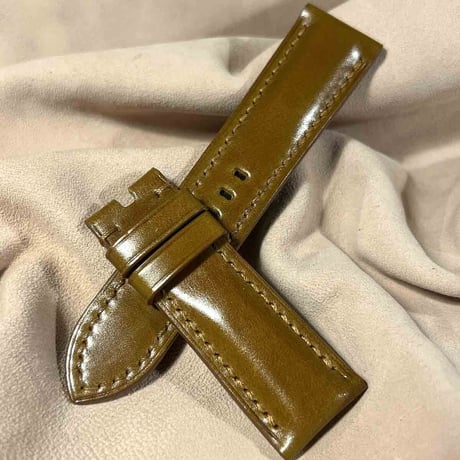 cod-247 コードバン レザー 腕時計ベルト イエローブラウン (ラグ幅26 mm - バックル幅22 mm)