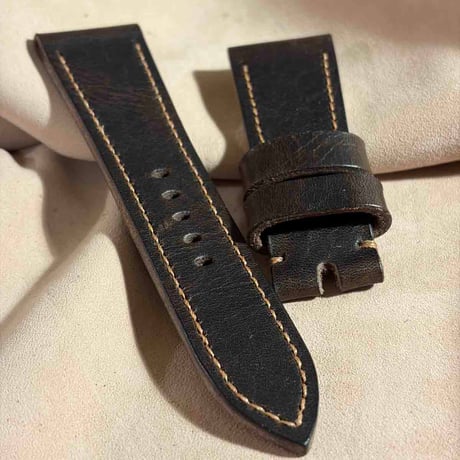 hor-242 HORWEEN ダービー ダークブラウン 腕時計ベルト (ラグ26mm - バックル幅22mm)
