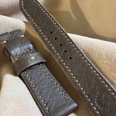 hor-235 HORWEEN バイソングレー 腕時計ベルト (ラグ20mm - バックル幅18mm)