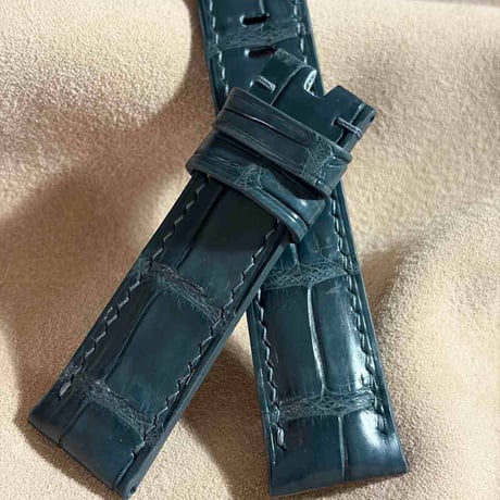 cro-2012  クロコダイル  腕時計ベルト ブルーグレー (ラグ幅22 mm - バックル幅20 mm)