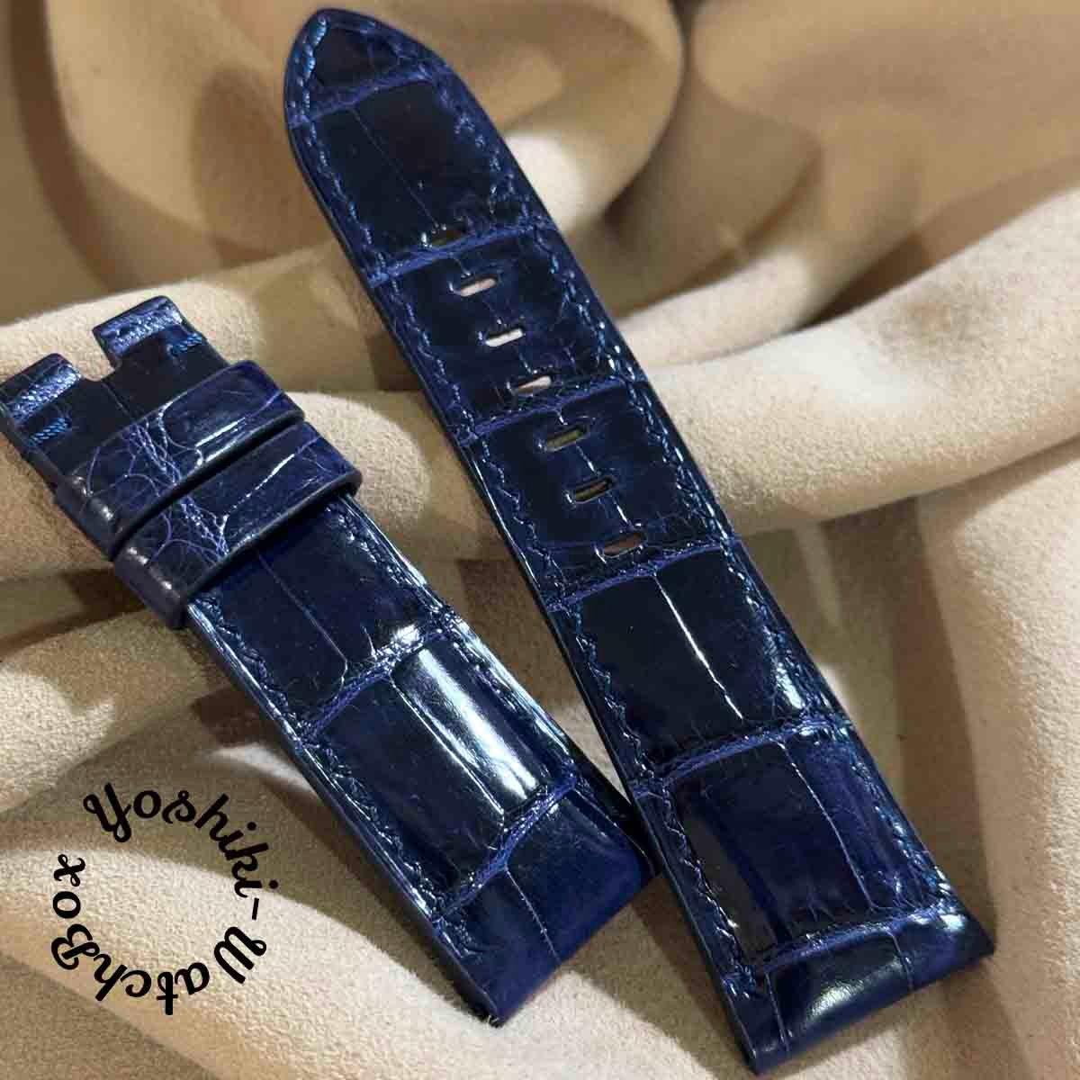 cro-1939 クロコダイル 腕時計 ベルト グロス仕上げ ブルー