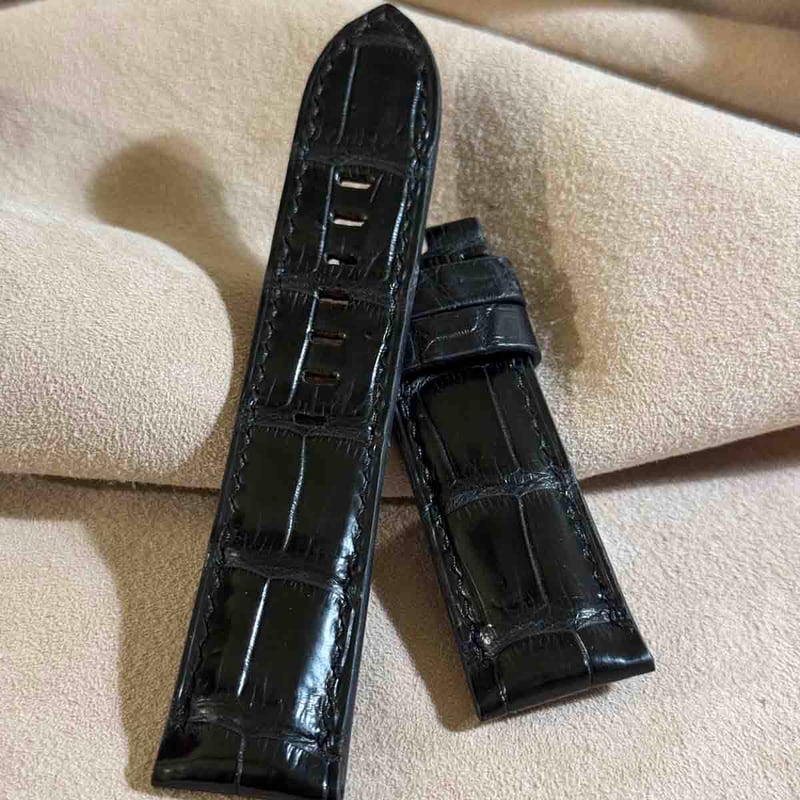 cro-1902 クロコダイル 腕時計 ベルト ブラック (ラグ幅24 mm