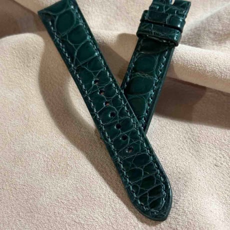 cro-1840  クロコダイル  レザー 腕時計 ベルト グリーン  (ラグ幅20 mm - バックル幅18 mm)