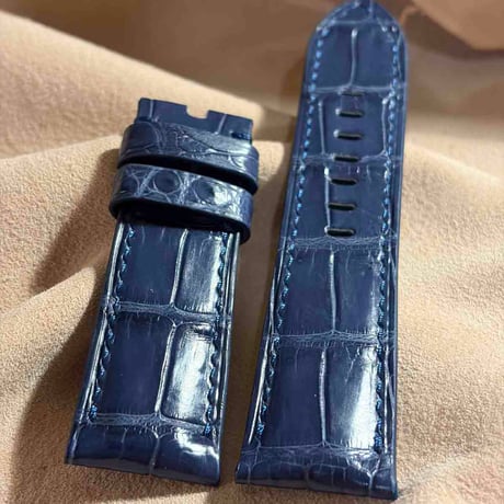 cro-2000  クロコダイル  腕時計 ベルト ネイビー (ラグ幅24 mm - バックル幅22 mm)