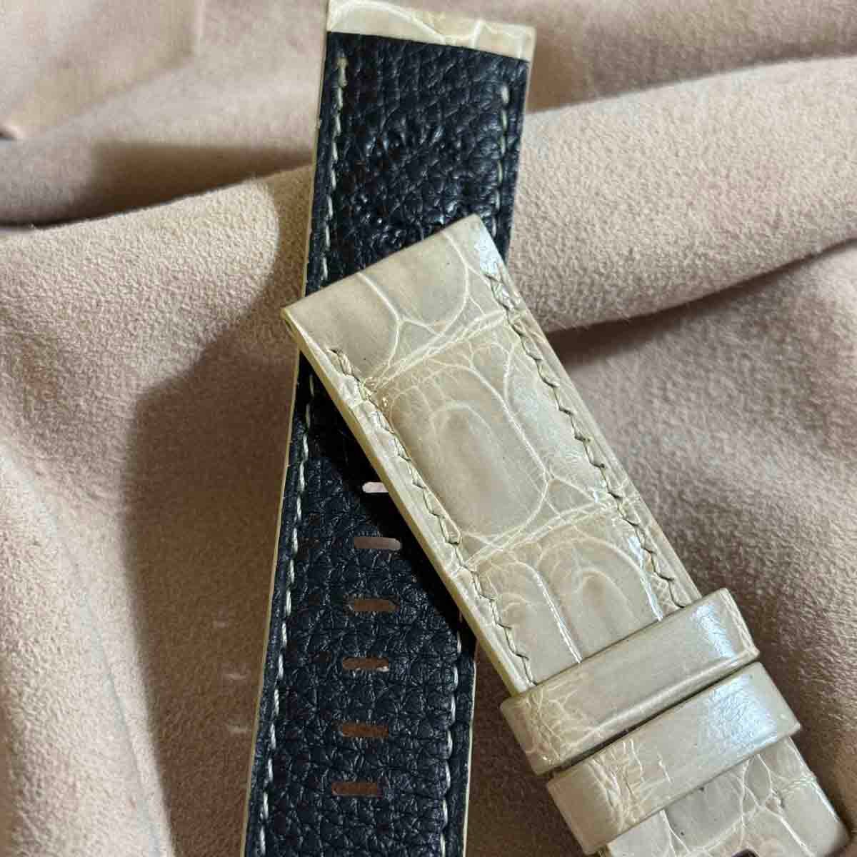cro-1926 クロコダイル 腕時計 ベルト グロス仕上げ ベージュ