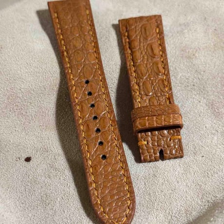 cro-1818  クロコダイル  レザー 腕時計 ベルト ライトブラウン  (ラグ幅21 mm - バックル幅18 mm)