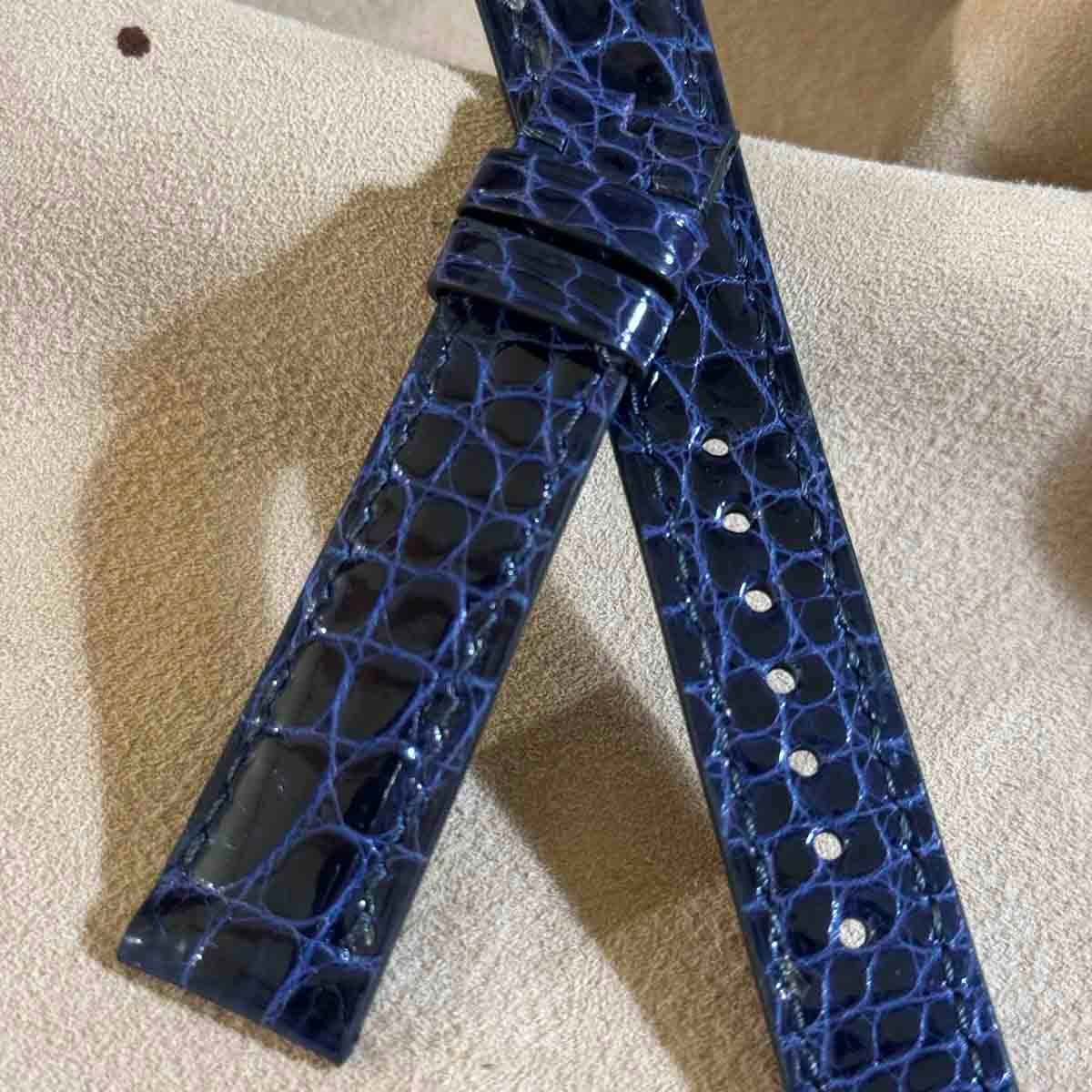 cro-1936 クロコダイル 腕時計 ベルト グロス仕上げ ブルー